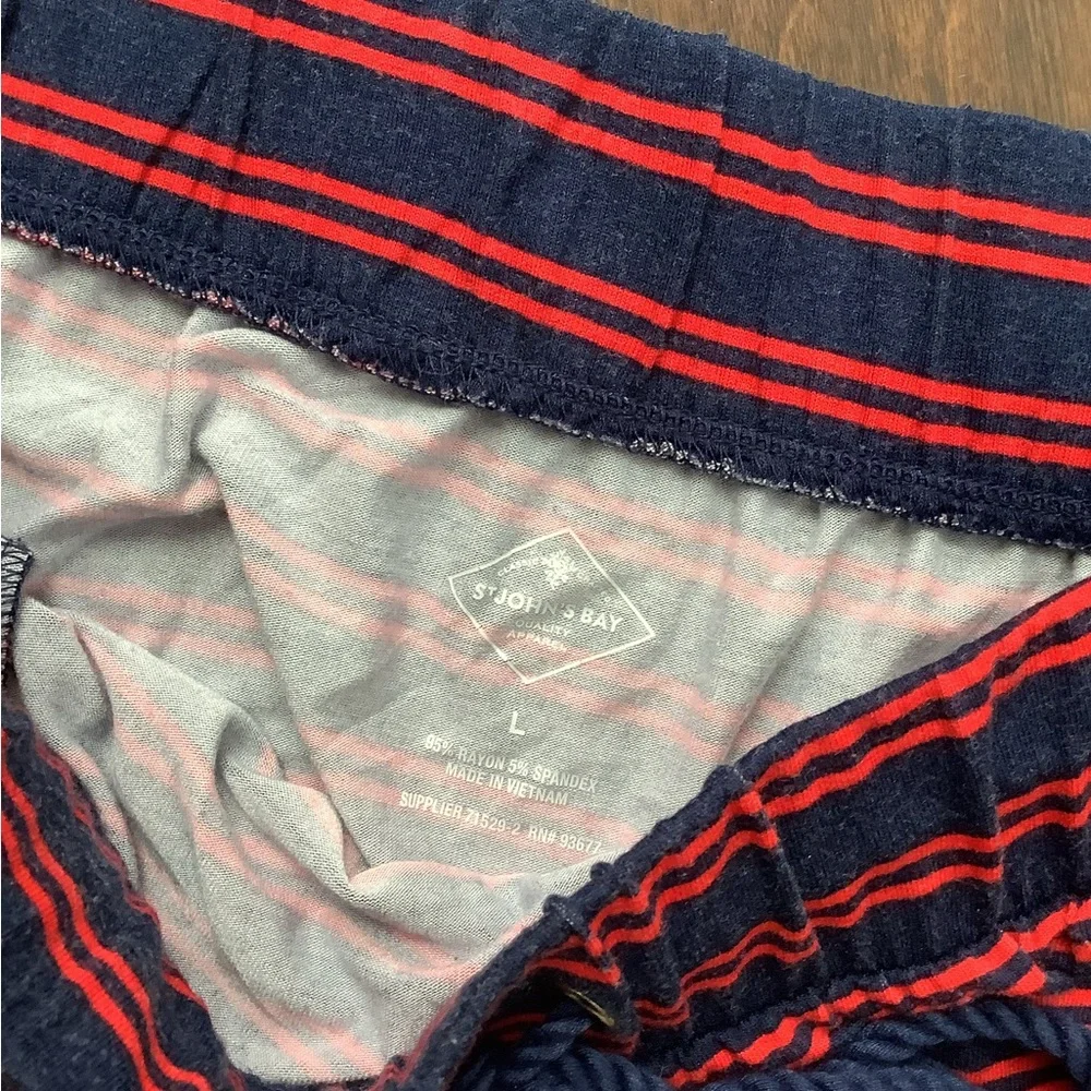EUC St. John’s Bay Navy Red Midi Skirt Side Slits L